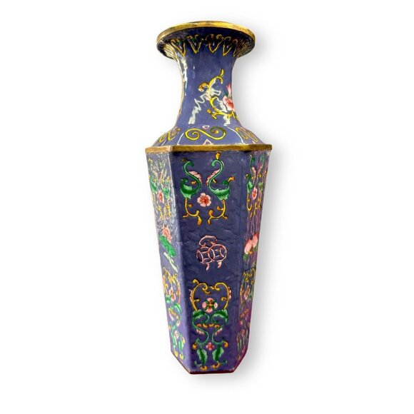 Other - Chinese Handmade Enamel Coated Vase 10” Purple